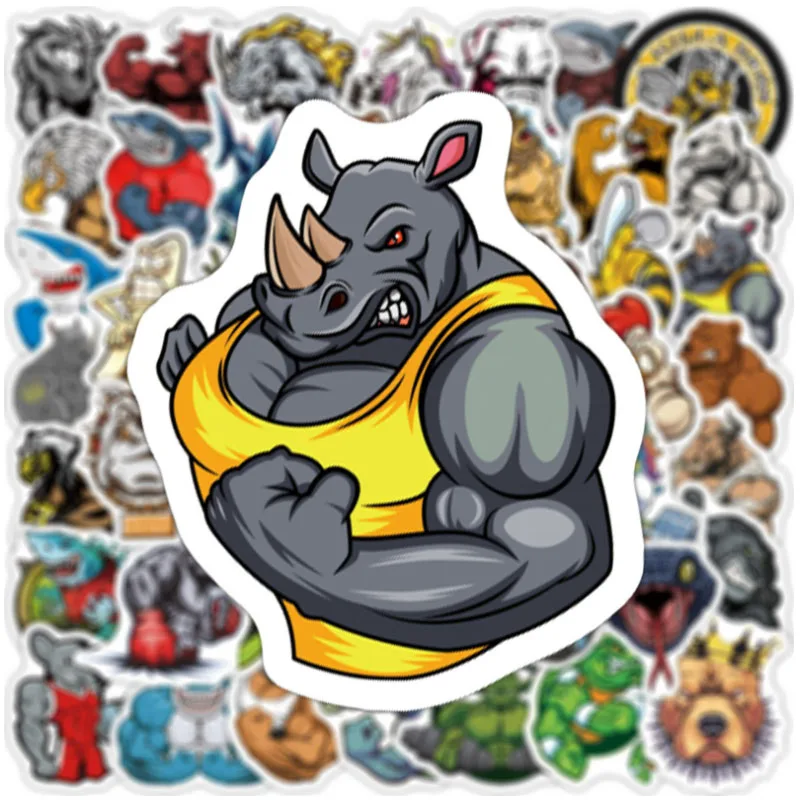 

10/30/50pcs Cartoon Fierce Muscle Animal Graffiti Gift Stickers Waterproof Skateboard Travel Suitcase Phone Laptop Luggage