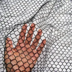 White Transparent Large Fish Scale Mesh Fabric Black Clear Hollow Fishnet Tulle Goth Fabric Sheer Net Cloth Sewing Stage Dress