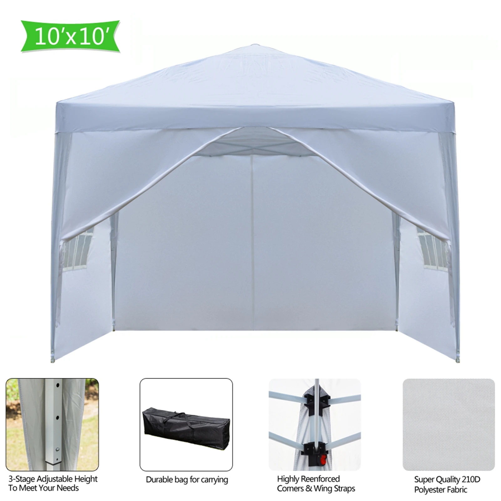 Three Colors 3 x 3m Two Doors & Two Windows Practical Waterproof Right-Angle Folding Tent  Wedding Tents for Events Party Tent