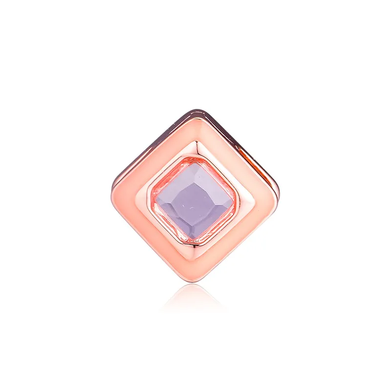 

Reflexions Sparkling Pink Square Clip Beads for Reflexions Belt Bracelets Women Paved Zircon Rose Golden Charm Beads DIY Jewelry