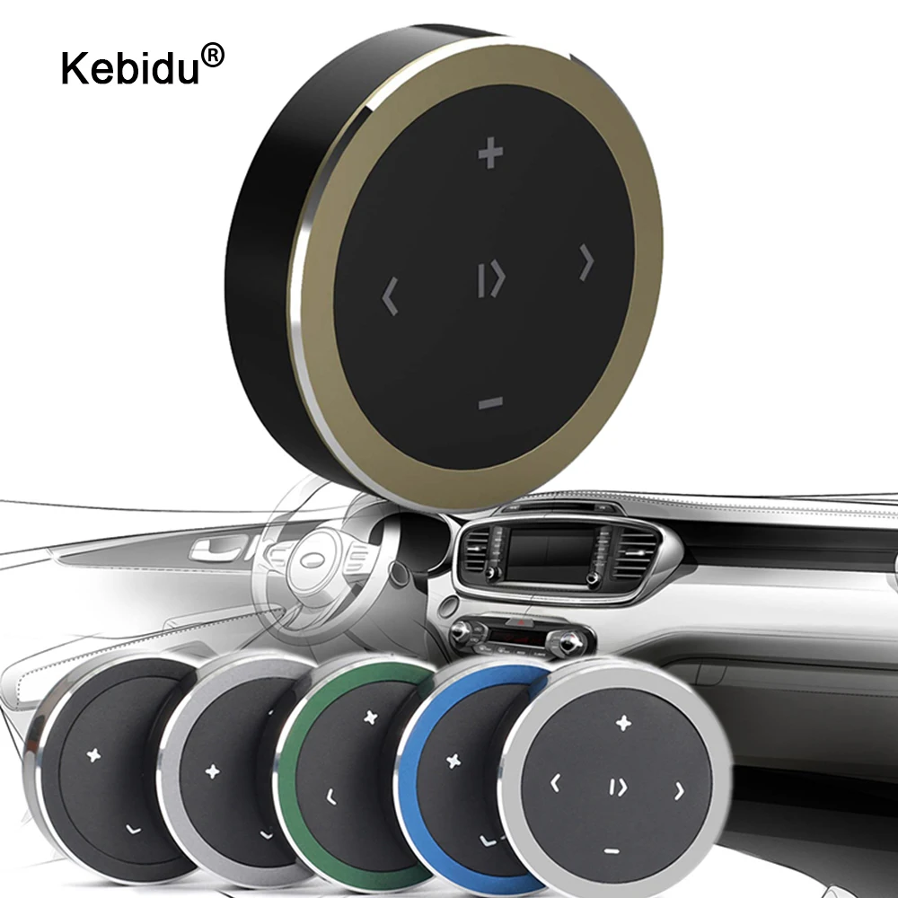 kebidu Steering Wheel Music Player Wireless Bluetooth Remote Control Media Button Multimedia for Android IOS Smartphone Car Kit