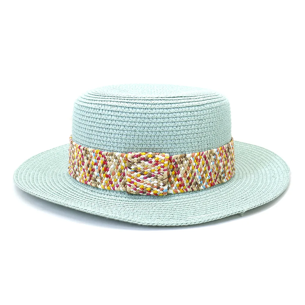 Multi-color beach hat new size adjustable male and female color sun hat straw hat flat-top macaron color кепка мужская