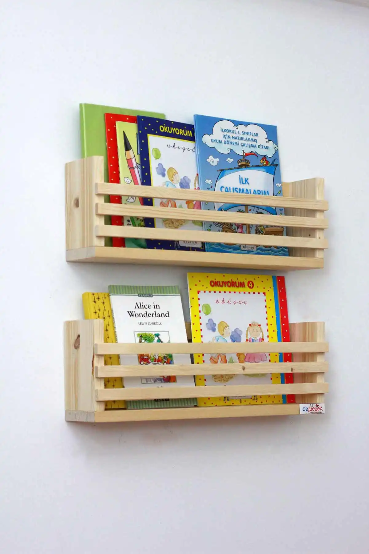 2 pcs Wooden Baby Kids Room Wall Rack Bookshelf Educational Montessori Shelf Newspaper Rack Magazine rack