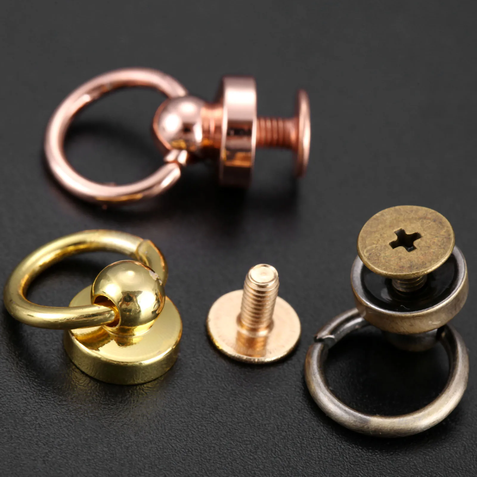 5Pcs Garment Rivet Stud Metal Bag Nail Buckle Swivel Screw Ring Button Handbag Chain DIY Craft Gold Silver Black Bronze 10mm