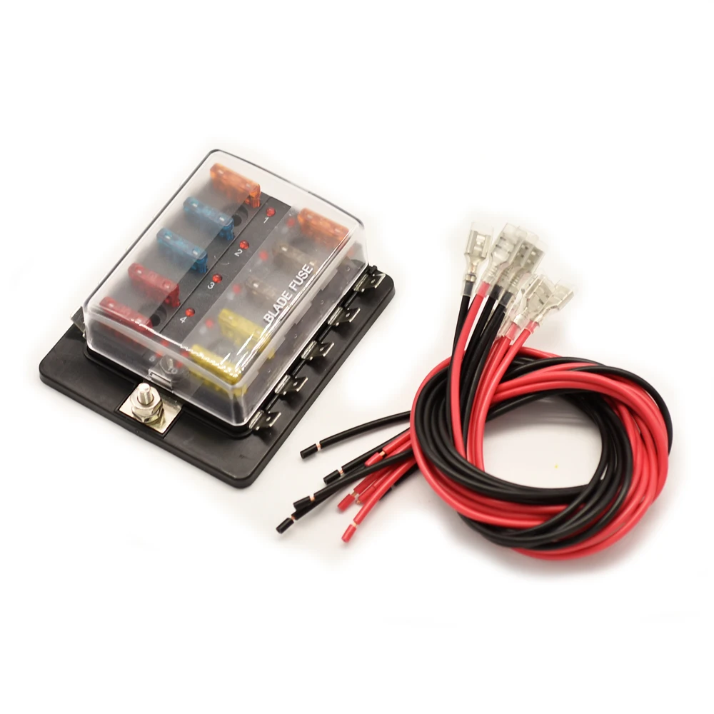 Jtron автоматический предохранитель 12v-32v 6way 10way лезвие держатель предохранителя с кабелем светодиодный индикатор УВД/держатель Гнездо предохранителя для автомобиля морской Лодка Грузовик