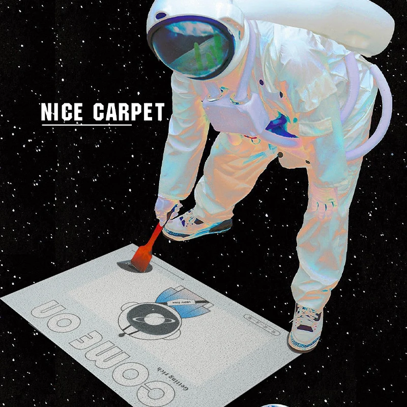 Astronaut Pattern Door Mat Carpet PVC Silk Loop Anti-slip Home Mats Carpet Kitchen Mat Bath Mat Hallway DIY Entrance Door Mats