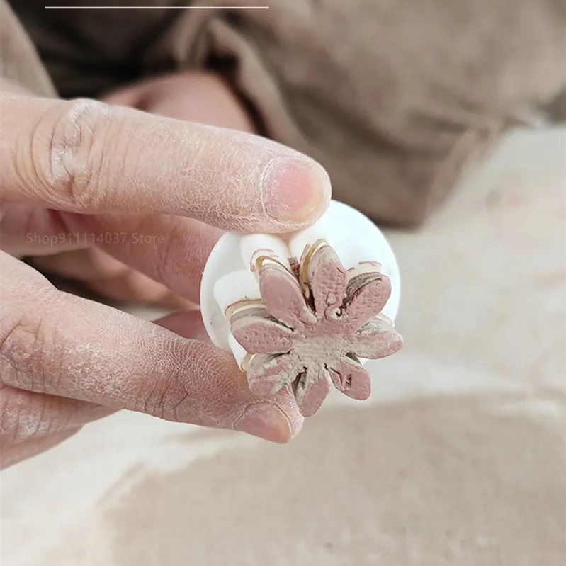 Pottery Art Tools Plastic Printing Mold Flower Star-Shaped Clay Polymer Pottery Clay Stamp Embossing Set Spring Printing Mold