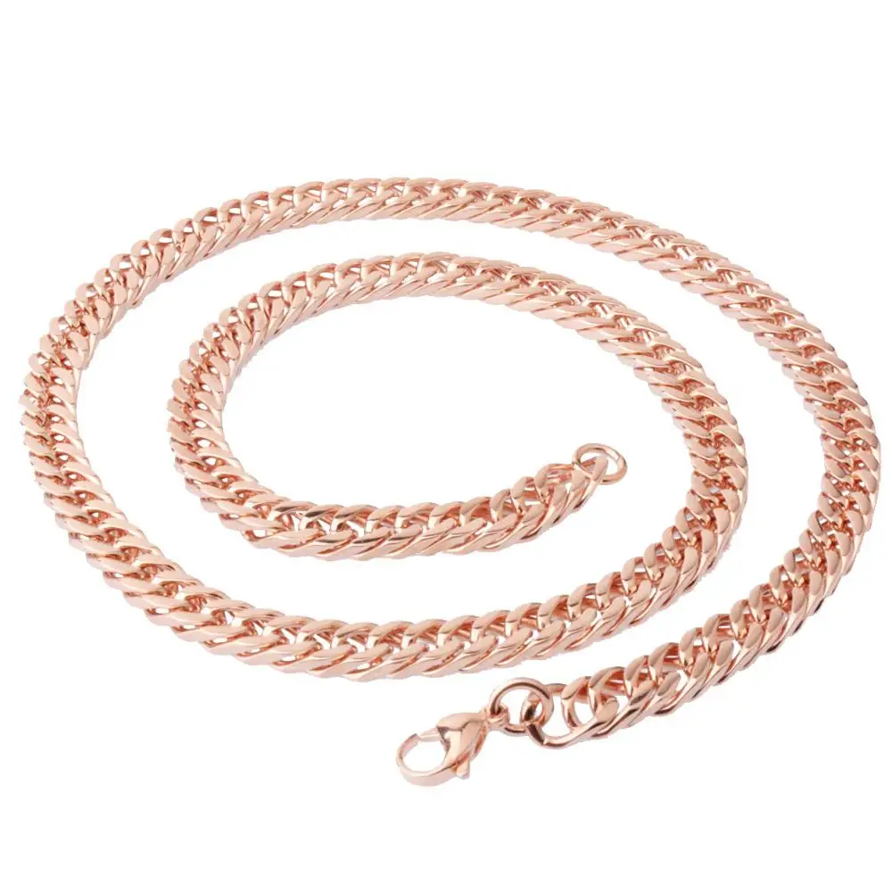 8/10/12/15MM Rose Gold Stainless Steel Necklace for Men Curb Cuban Link Chain Best Jewelry Gift