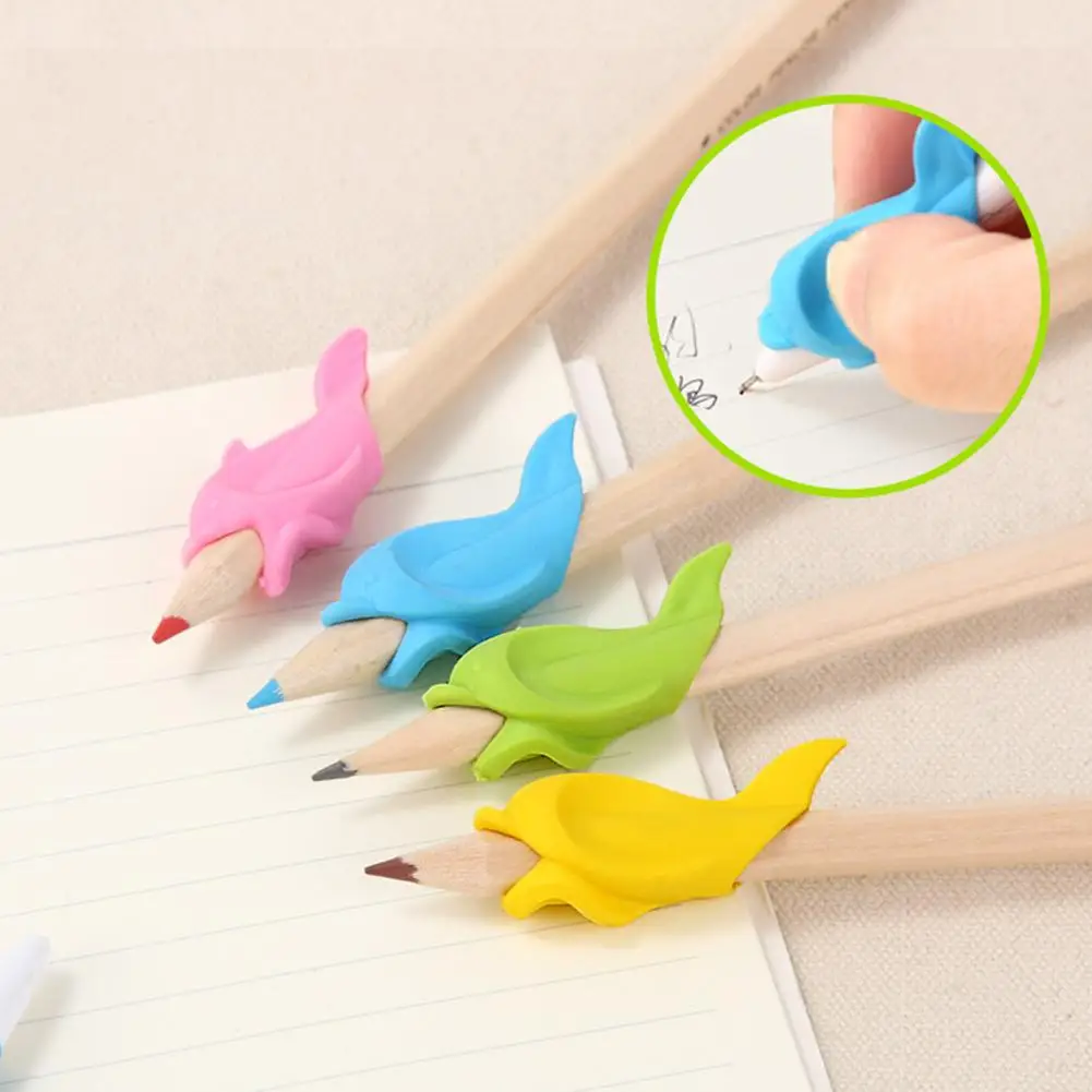 10Pcs/Set Children Students Pencil Holding Practise Dolphin Fish Writing Posture Correction Device Silicone Hold A Pen Corrector