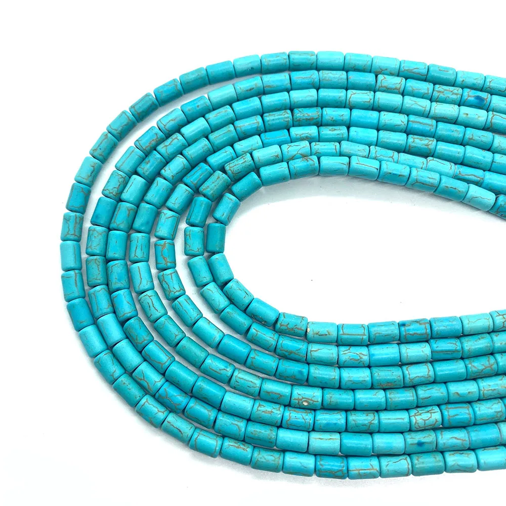 Cylindrical Blue Pine Stone Beads DIY Jewelry Making Fashion Necklaces Bracelet Jewelry Hundred Pieces Wholesale