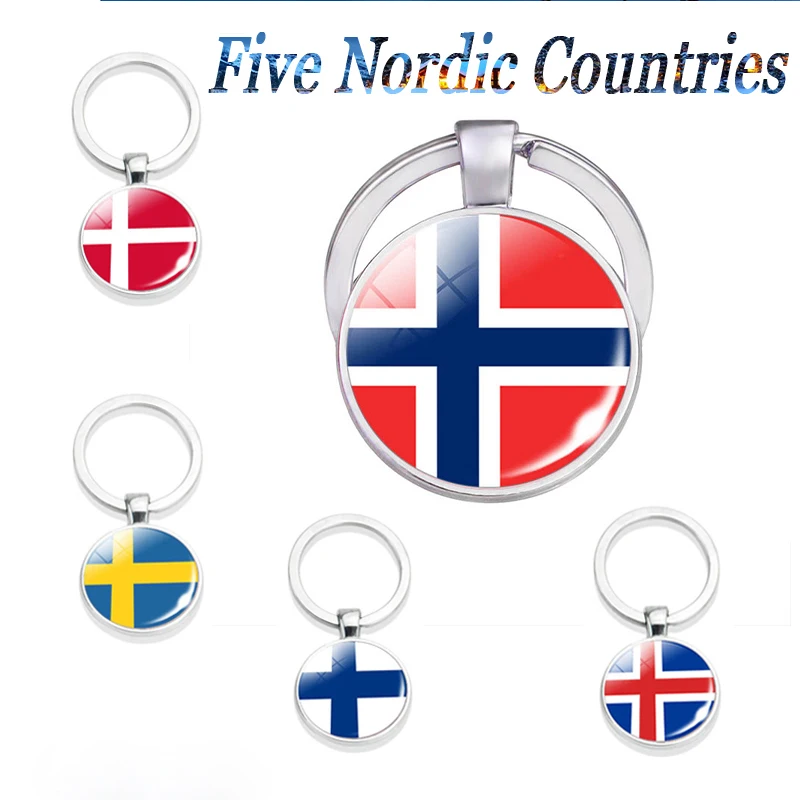 Flag Keychain Nordic Countries Norway Sweden Denmark Iceland Finland Key Ring Nordic Countries Flag Key Pendant Decoration