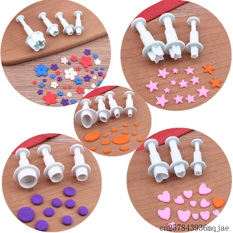 100 Sets Geometry Cookie Cutter Plastic Fondant Cutter Circle Star Cookie Molds Baking Tools  Chocolate Decorating Cutter