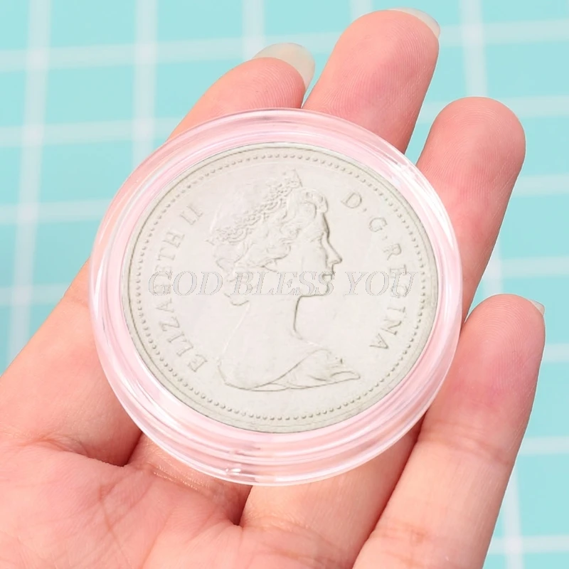 38.6mm Clear Round Acrylic Coin Capsule Storage Box Holder Case For Silver 2 oz Drop Shipping