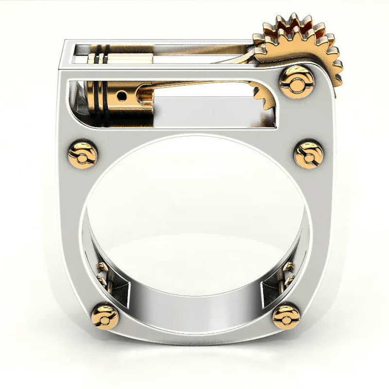 Geometric Mechanical Two-color Unisex Ring Charm Fashion Popular Jewelry