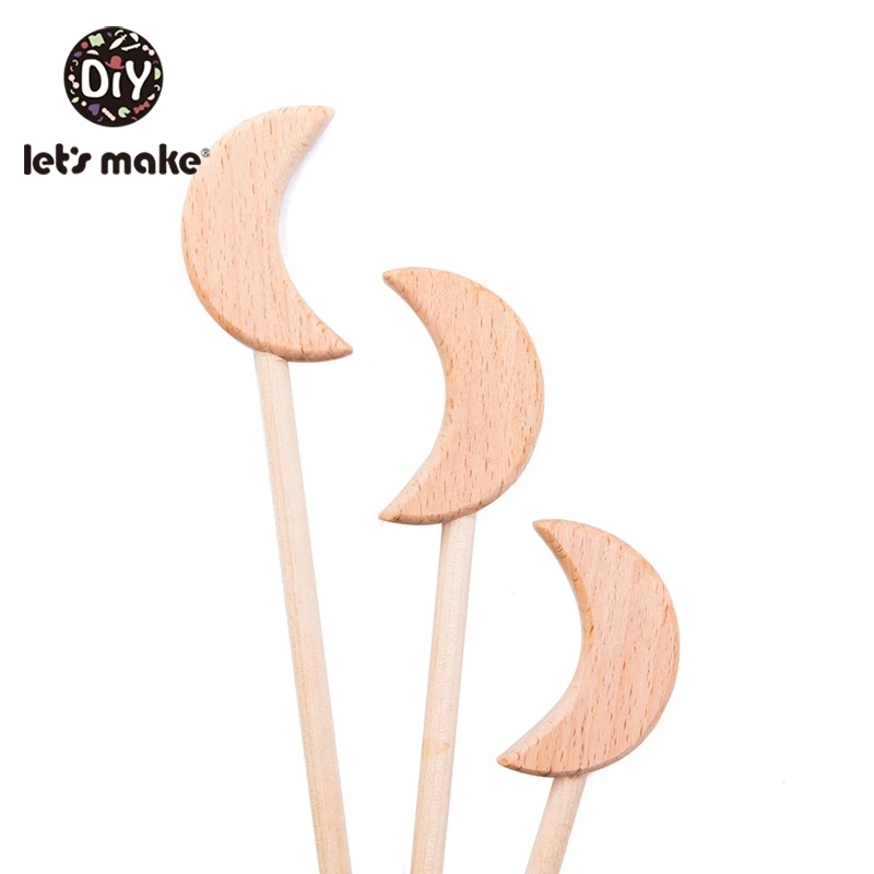 Let'S Make 20Pc Baby  Stroller Toys Heart Shape Wooden Magic Wand Baby Wood Teether Toys 0-12 Months Tiny Rod For Children