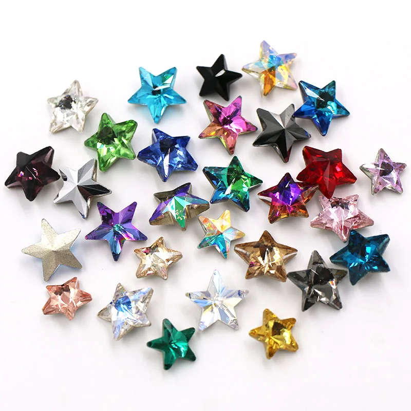 Glue On Nail High Quality Glass Crystal Strass Five-pointed Star Shape Stones Rhinestones For Nail Art/Crafts/Jewelry making