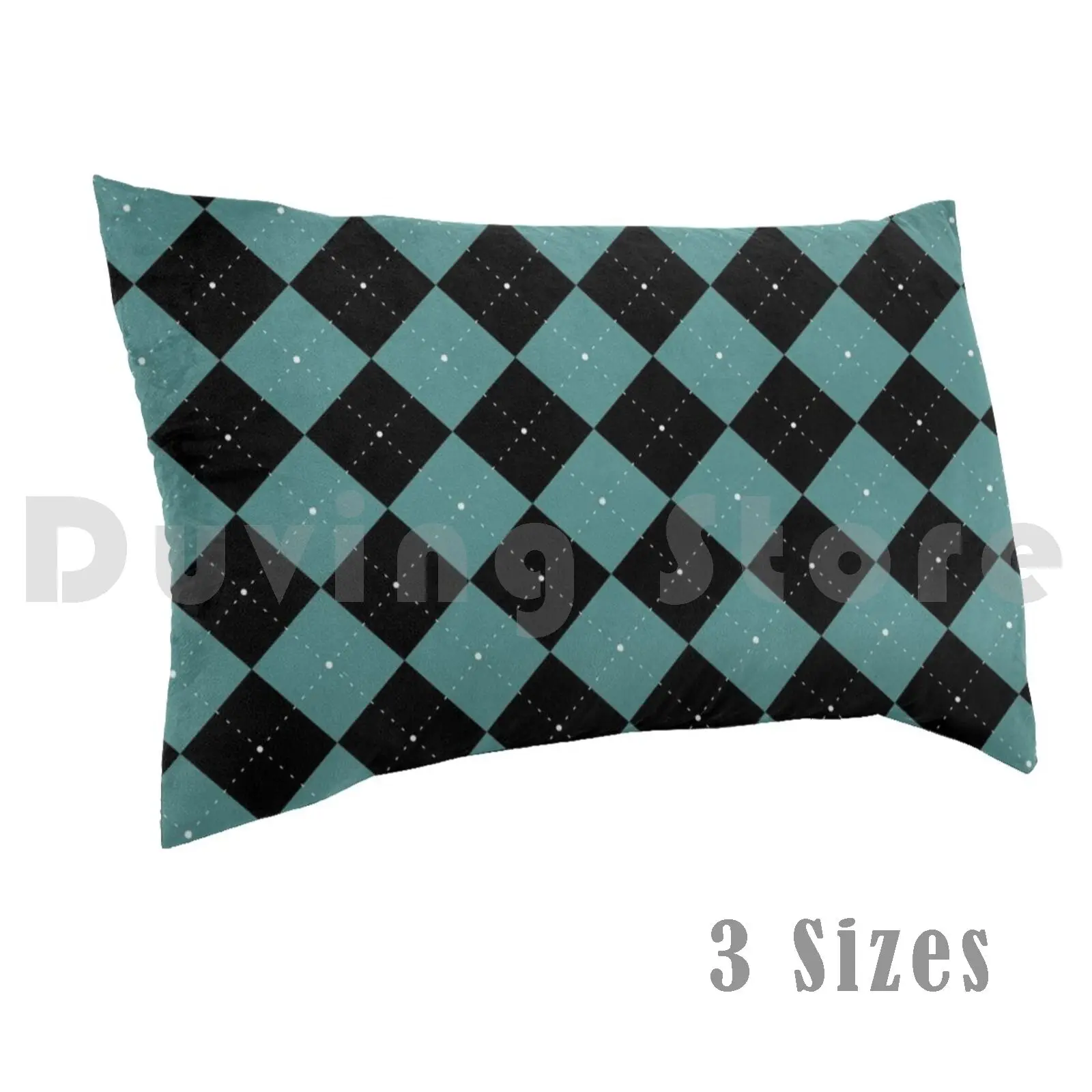 Argyle Checkered Fabric Pattern Fashion Pillow Case 20*30 Inch Shades Of Green Blue Turquoise Cyan Abstract