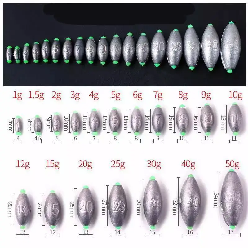 5pcs/10pcs Fishing Weight Sinker 2g-30g Olive Shape Slip Shot Sinkers Carp Fishing Accessories image 2
