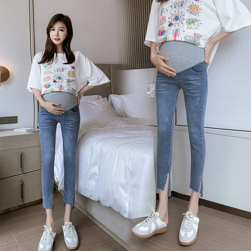 Soft Thin Denim Jeans Maternity Pants For Pregnant Women Nursing Pregnancy Leggings Trousers Gravidas Jeans Maternity Clothing