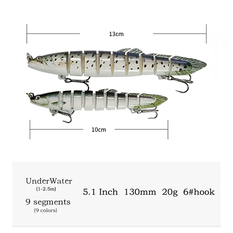 

1pcs 130mm Loach Bionic Lure Multi Articulated Bait 9 Segments Crankbaits Tackle Set of Wobblers for Pike Goods Fishing Hooks