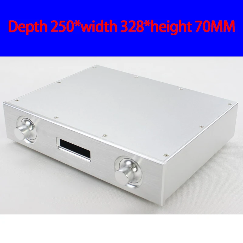 KYYSLB 250*328*70MM WA63 All Aluminum Amplifier Chassis Box House DIY Enclosure with Feet Knob Amplifier Case Shell