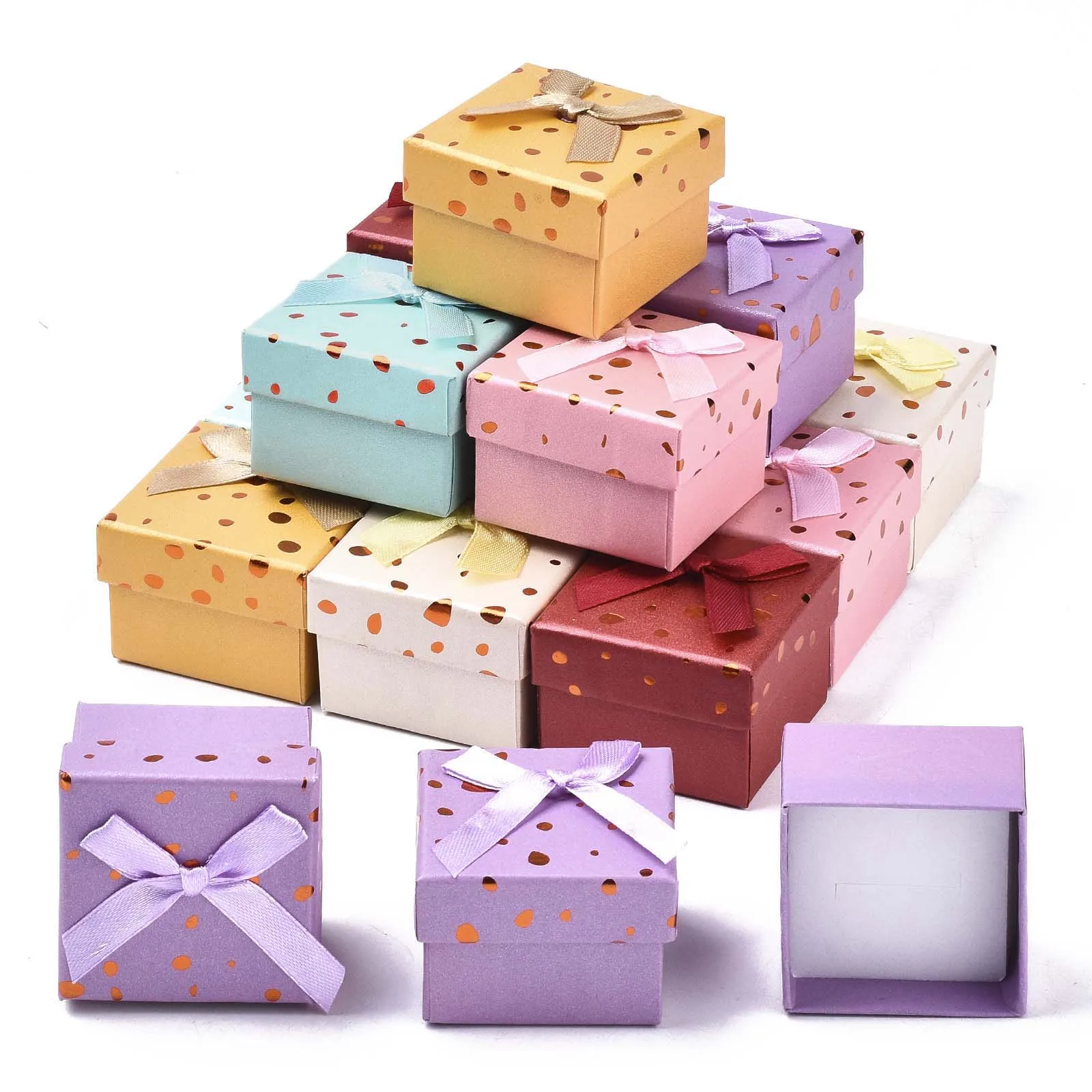 

24pcs Square Jewelry Organizer Cardboard Boxes Packaging Earrings Ring Gift Box Set with Bowknot Container Cases Storage