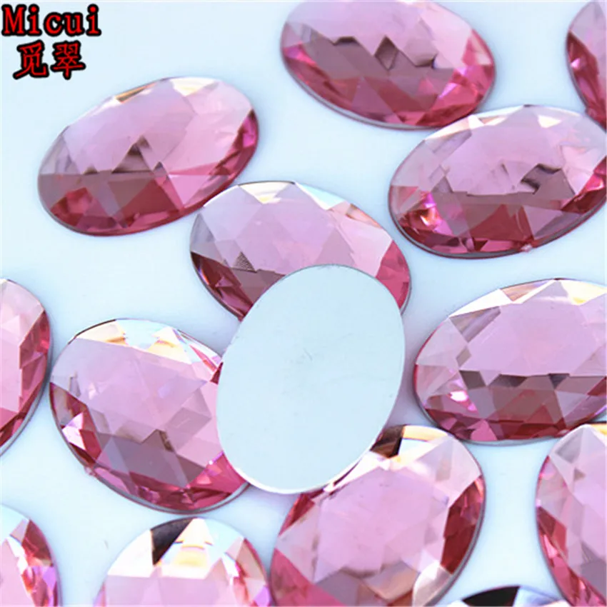 Micui 100PCS 18*25mm Oval Acrylic Rhinestones Flatback Crystals Stones For Clothes Dress Decorations Jewelry Accessories ZZ137