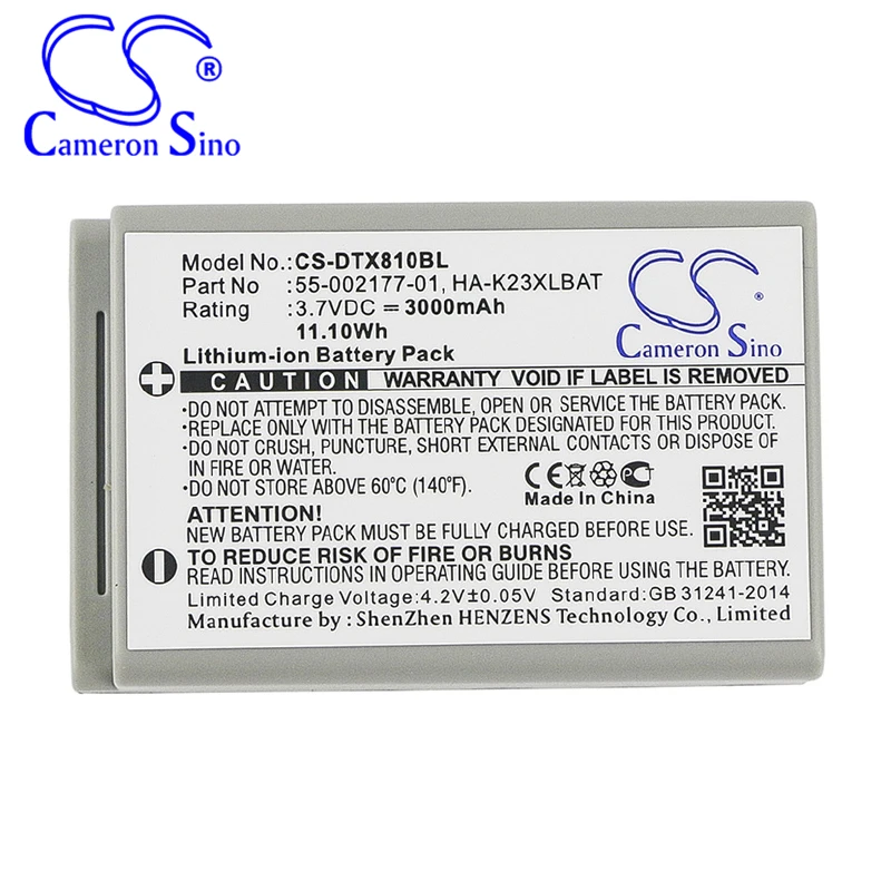 CameronSino Battery for Casio DT-X8 DT-X8-10E DT-X200 fits Casio 55-002177-01 HA-K23XLBAT Barcode Scanner battery 3000mAh 3.70V