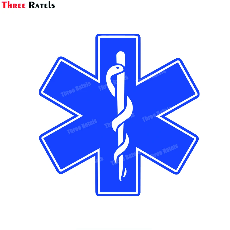 Three Ratels B417 Cool Red Cross star of life PVC Car Stickers Trunk Decal Car Styling RV Campervan Personality Refrigerator