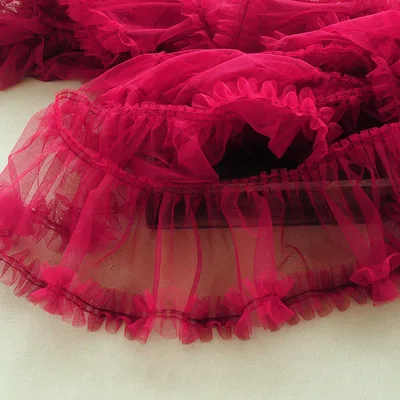 1Meter Red Pink Yellow DIY Clothing Accessories 15cm Folded Chiffon Yarn pleated Lace Mesh Lace Trim Gauze Ruffles Accessories