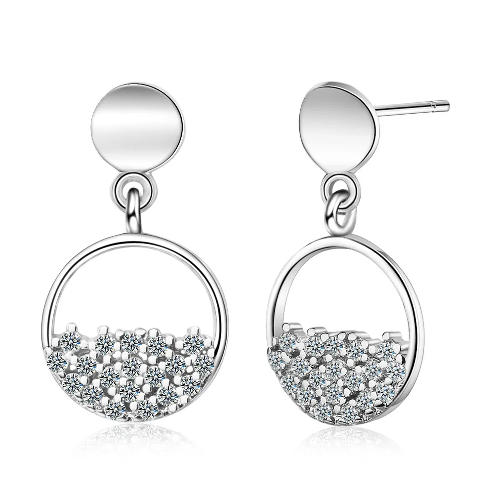 2021 New Arrival 925 Silver Needle Short Round Earrings For Women Girl Jewelry Zirconium Inlay Best Friend Gift Pendientes