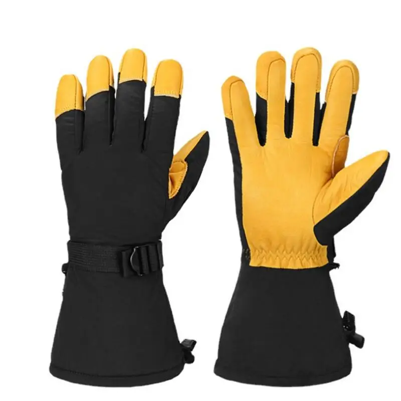 Men&Women Unisex Waterproof,Windproof Ski Gloves,Cowhide Non-slip Running Mittens,Winter Outdoor Sport Keep Warm Cycling Gloves