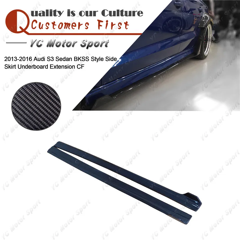 Car Accessories Carbon Fiber Side Skirt Under Board Fit For 2013-2016 S3 Sedan BKSS Style Side Skirt Underboard Extension