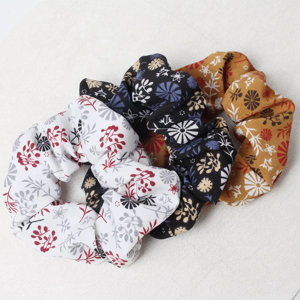 3 Stks/partij Bloem Elastische Scrunchies Nieuwe Hot Paardenstaart Houder Haarband Haar Touw Stropdas Mode Stipe Voor Vrouwen Meisjes Haar Accessoires