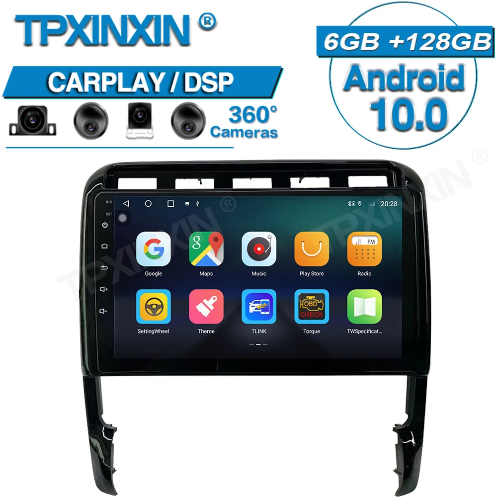 2 DIN 6+128G Android 13 Auto Radio For Porsche Cayenne 2002-2010 Car Multimedia Player Stereo Wifi BT Tape Recorder Head Unit