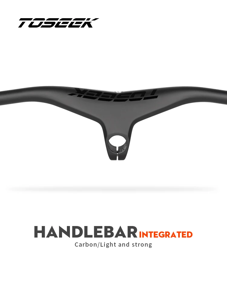 AliExpress TOSEEK Mtb Handlebars And Stem 28.6mm-17Degree Carbon Integrated Handlebar For Mountain Bike 660~80070/80/90/100mm Bicycle Parts