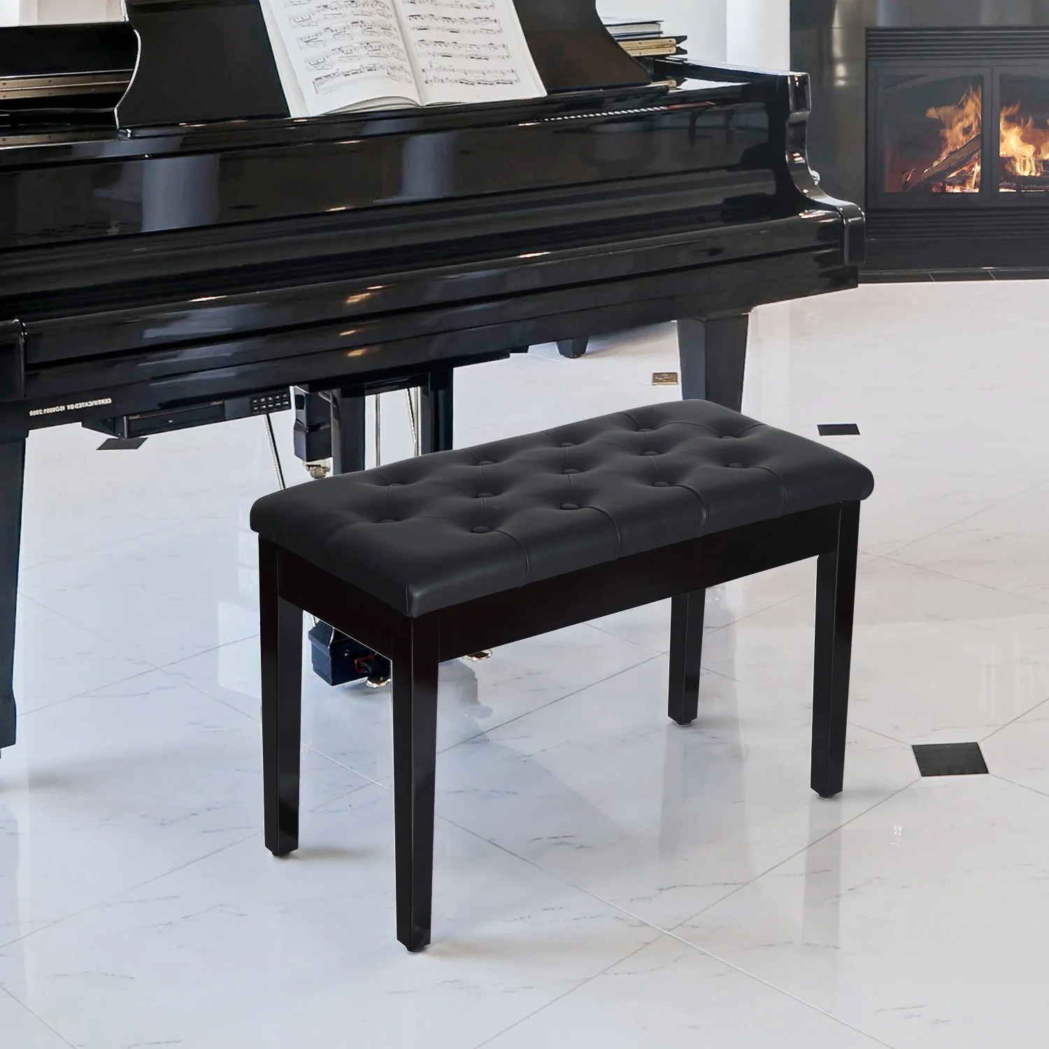 HOMCOM Piano stool keyboard bench with storage space 75x35x50 cm and synthetic leather