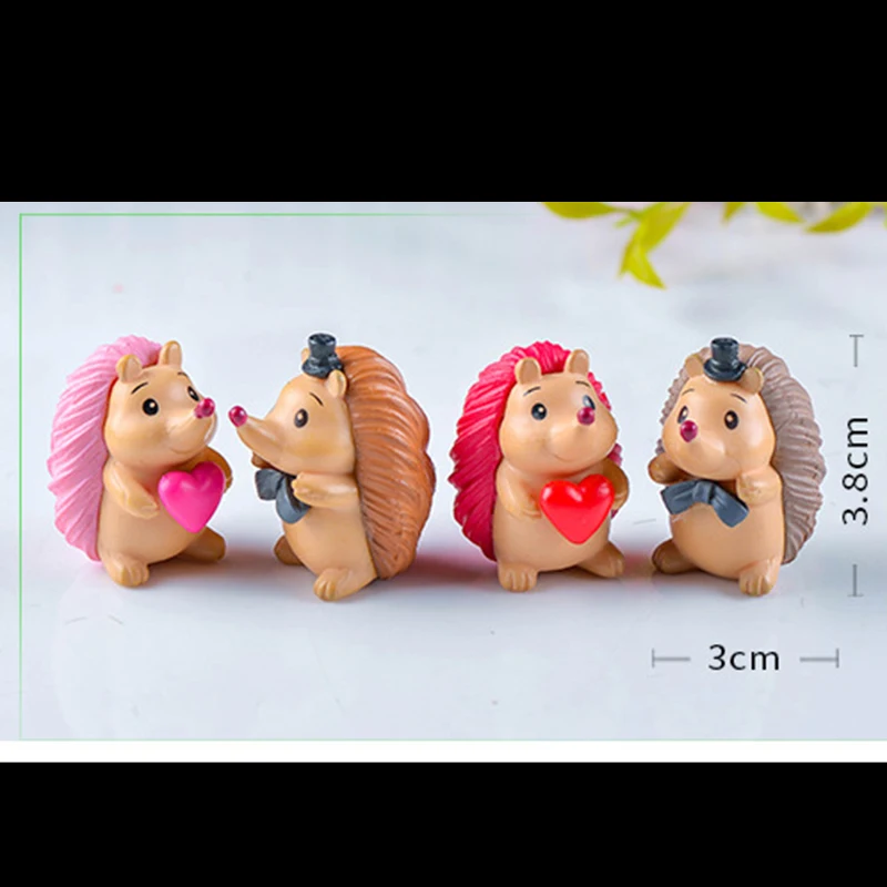4 Pcs Plant Ornament Craft Ornament Embracing Hedgehog Ornament DIY Material Micro-landscape Wholesale