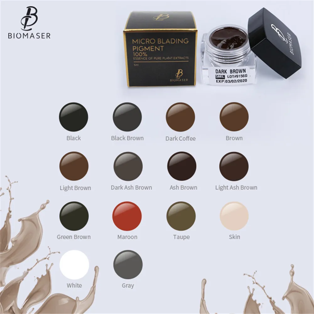 Biomaser Microblading Pigment For Eyebrow Lips Tattoo Ink Permanent Makeup Paint Brown Pigment Semi Tattoo Color Inks