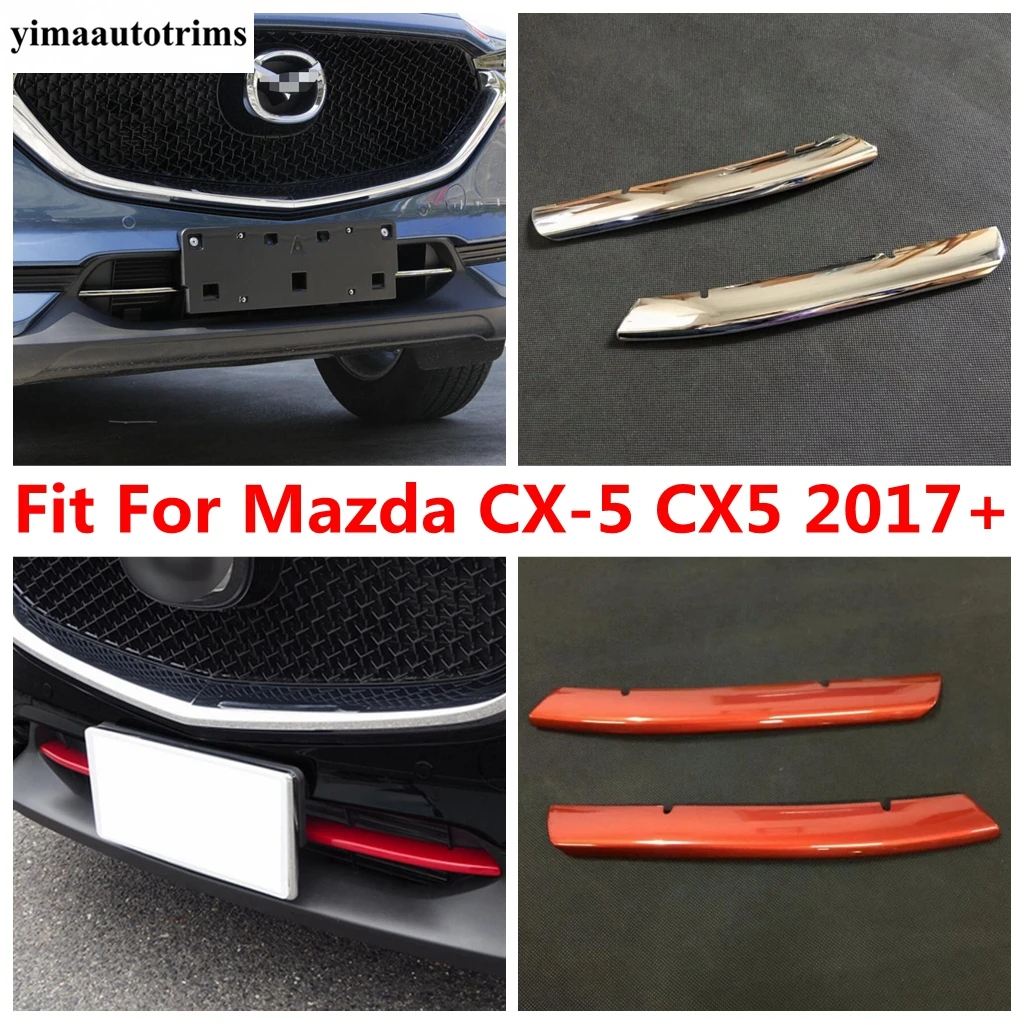 

For Mazda CX-5 CX5 2017 - 2023 Front Bumper Bottom Grille Grill Strip Decor Cover Kit Trim ABS Chrome / Red Exterior Accessories