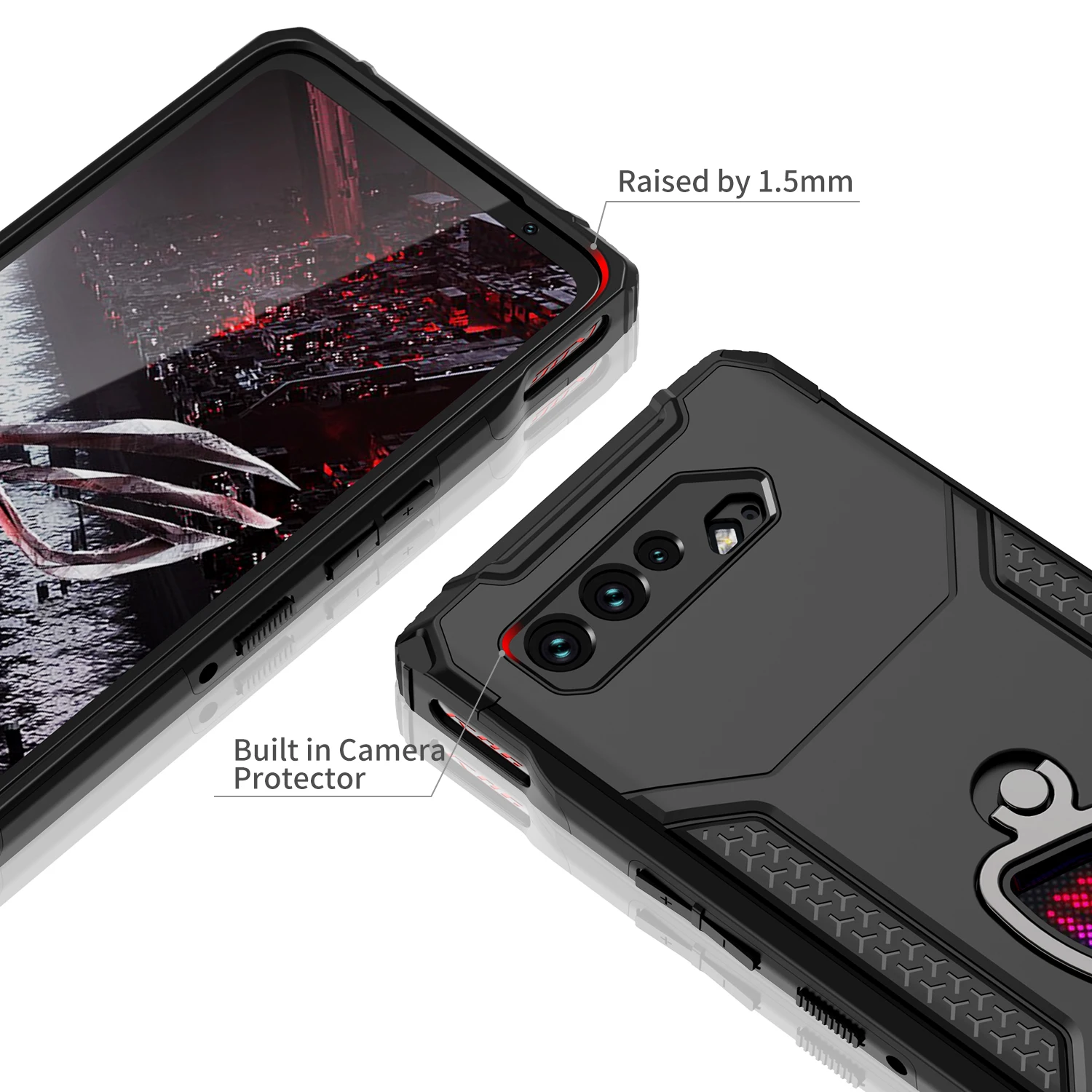 Imagem -02 - Zshow-armor Case para Asus Rog Phone 5s Air Trigger Compatível com Kickstand Dust Plug Proteção contra Queda