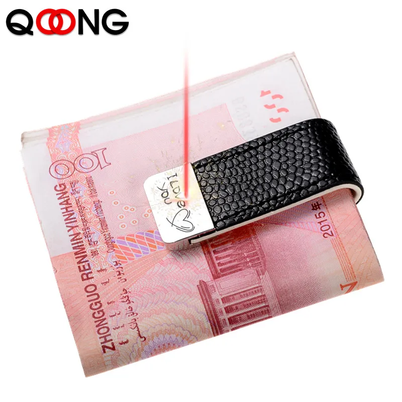 Custom Lettering Leather Slim Money Clip Wallet Purse for Pocket Money Clip Cash Clamp Holder Metal Money Holder Bill Clip