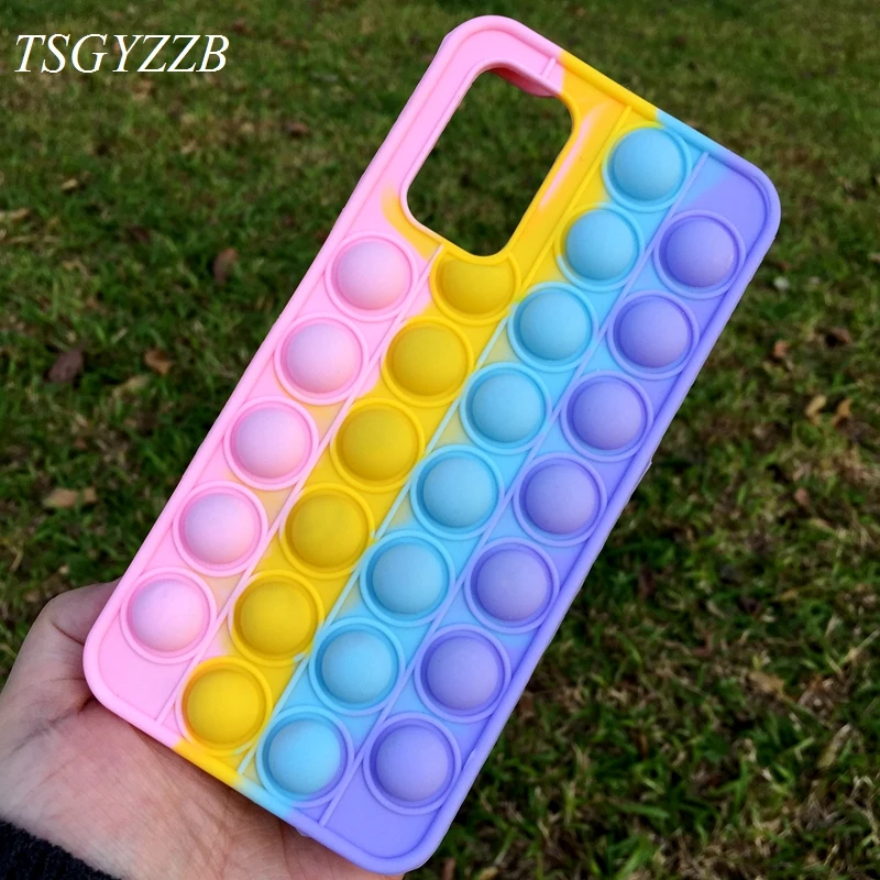 

Relieve Stress Phone Case For Xiaomi Redmi 9T 9C 9A Note 11 10S 10 9 8 Poco M3 F3 X3 Pro Pop Fidget Push Bubble Toys Soft Cover