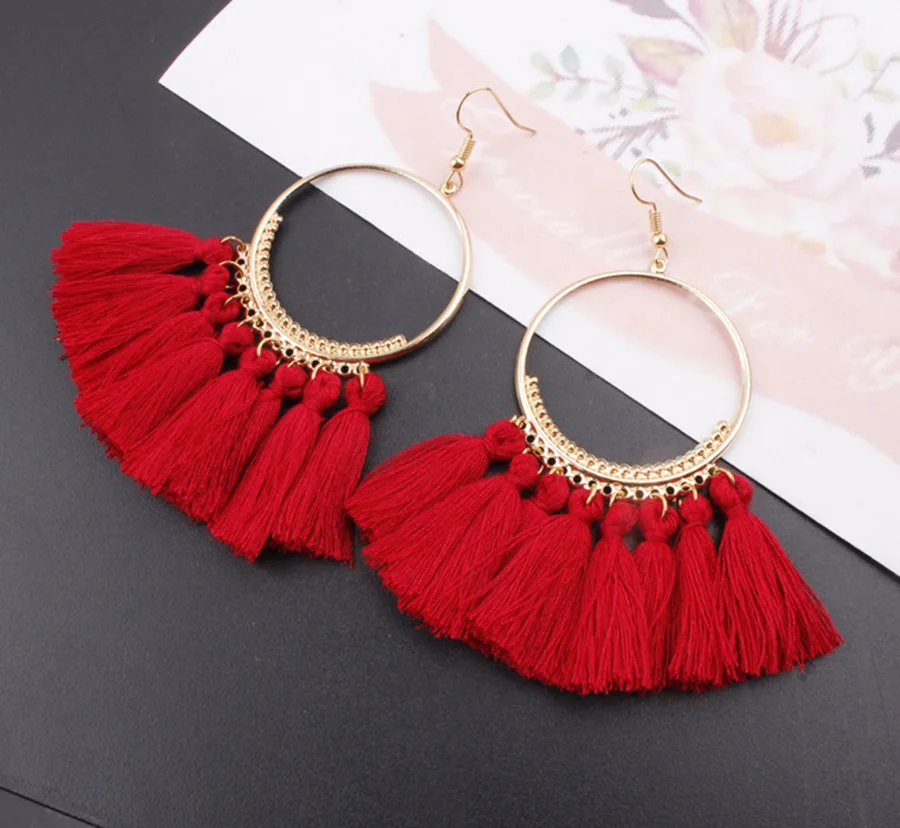2020 3 Layered Bohemian Fransen Luxus Erklärung Quaste Ohrringe 2020 Boho Mode Schmuck Frauen Lange Tropfen Baumeln Ohrringe – Detail 28