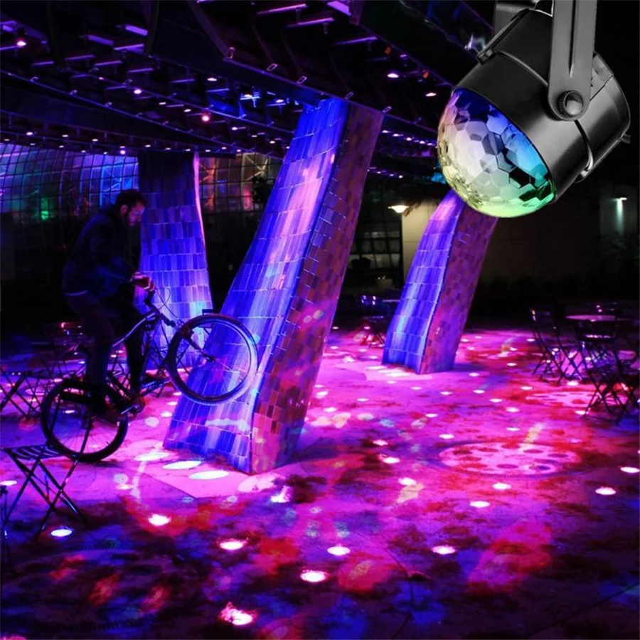 Rotating LED Crystal Disco Ball DJ Party Stage Lights Sound Activated Projector Christmas Lights Decoration For Home KTV Wedding