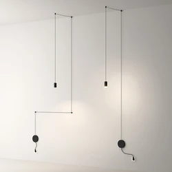 Industrial Art DIY Wall Lamp Long Line Black Wall Light Minimalist Wall Mounted LED G9 Wrought Hanging Lamps Bedroom Living Room