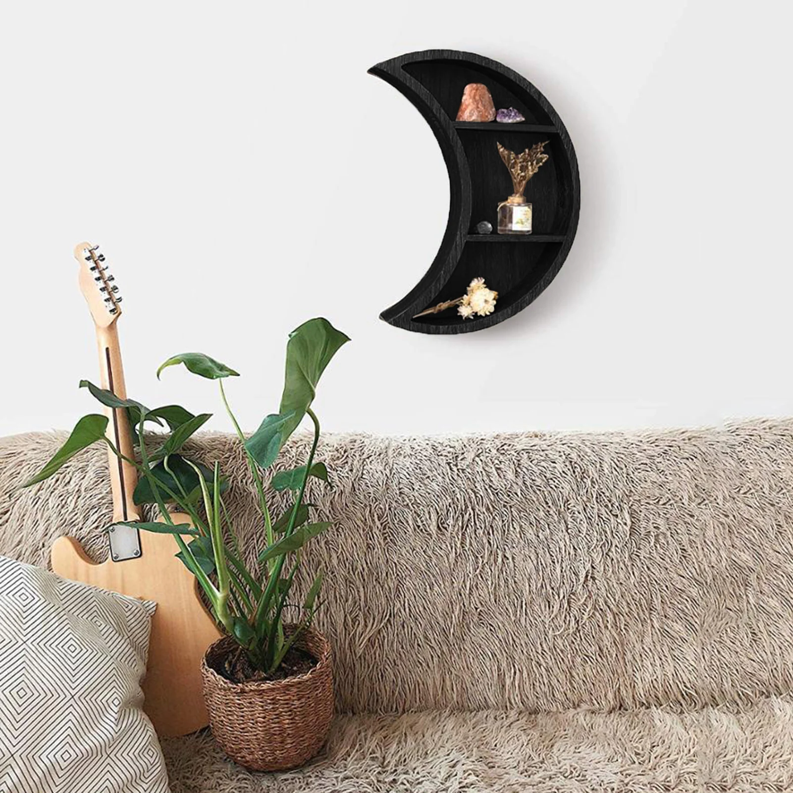 Wooden Moon Shelves Bohemian Moon Cycle Change Bathroom Wall Shelf Essential Oil Storage Rack Home Decoration Accessories