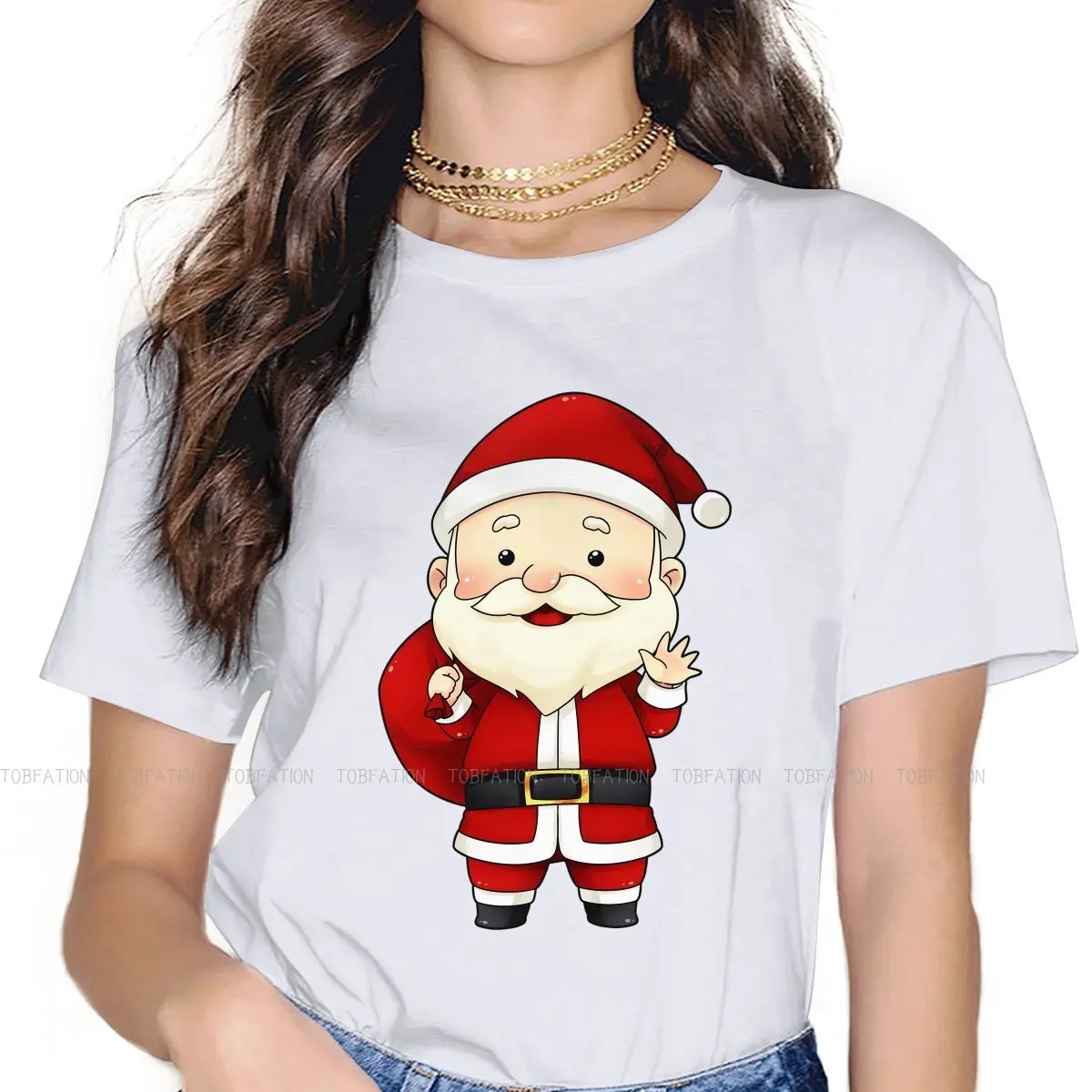 Santa Clip Female Shirts Merry Christmas Happy New Year Loose Vintage Women Clothes Harajuku Casual Feminine Blusas