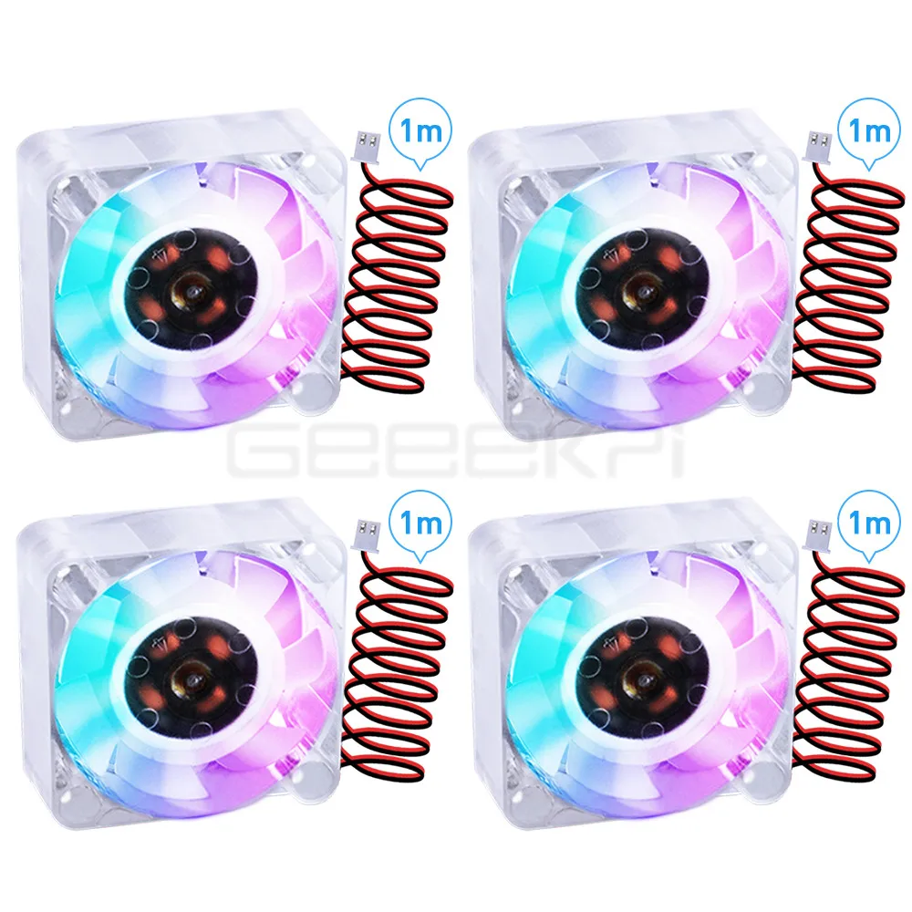 GeeekPi 4 Lots / PCS New 4010 DC 24V  RGB Cooling Fan 40MM 4CM 40*40*10mm Cooling Fan With 1M Cable For 3D Printer