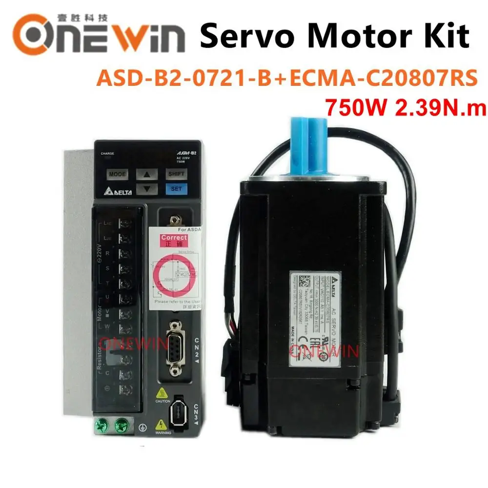 Delta Servo Motor 750W 220V AC servo motor drive kit 2.39NM 3000rpm 17bit  ASD-B2-0721-B  ECMA-C20807RS With 3m Cable